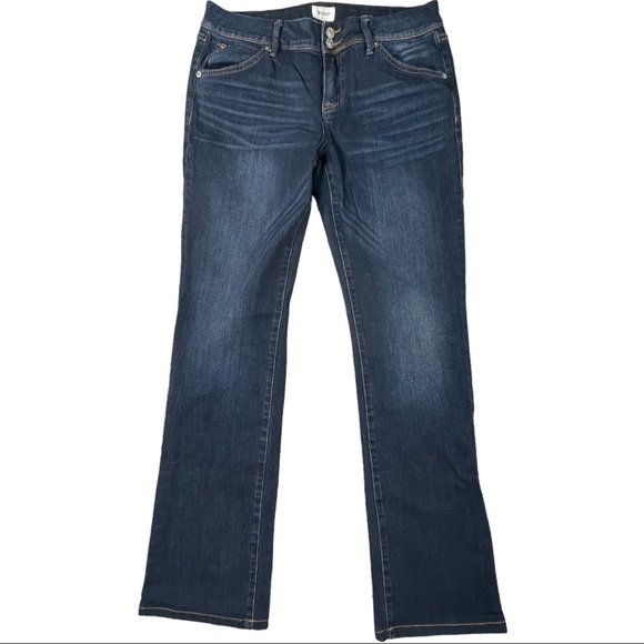 Hudson size 30 medium wash bootcut button flap back pocket distressed jeans EUC - Picture 7 of 16
